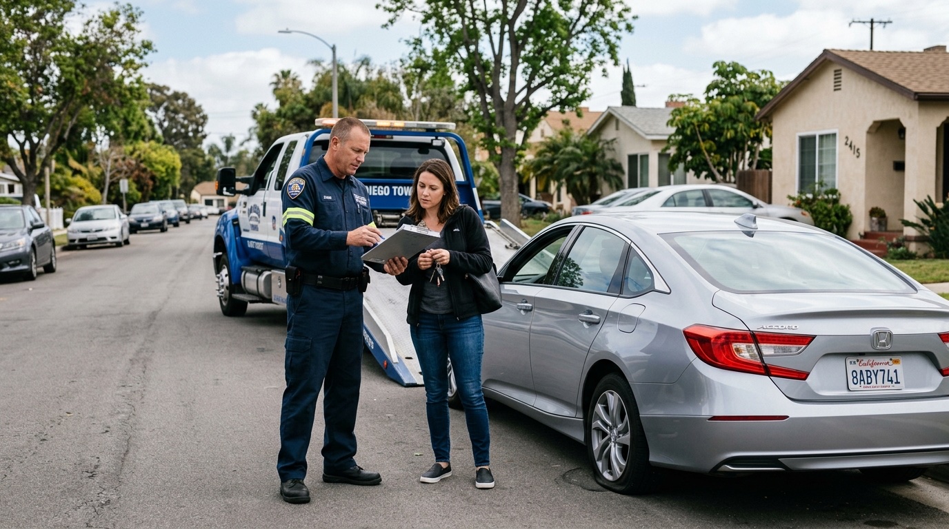 Memphis tow operator and customer discussing service options on a shoulder near the Hernando de Soto Bridge
